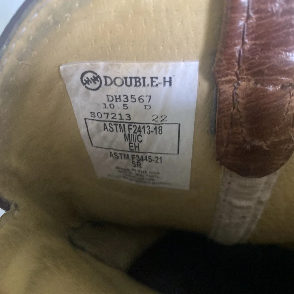 Double-H Dwight Steel Toe Work Boot Brown Men's Size 10.5 D Made In USA
